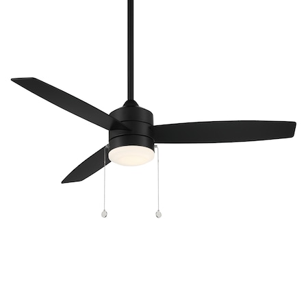 Atlantis Indoor And Outdoor 3-Blade Pull Chain Ceiling Fan 52in Matte Black With 3000K LED Light Kit